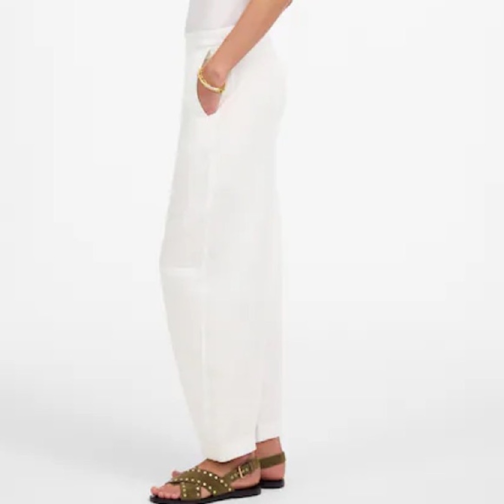 MADEWELL White Tall Pull-On Barrel Pants in 100% Linen Size Small - Picture 2 of 5